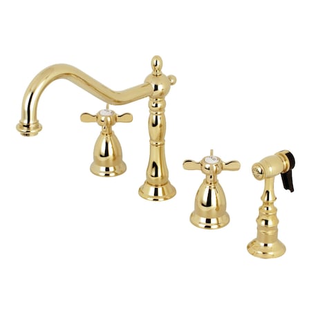Kingston Brass KS1792BEXBS Widespread Kitchen Faucet, Polished Brass KS1792BEXBS